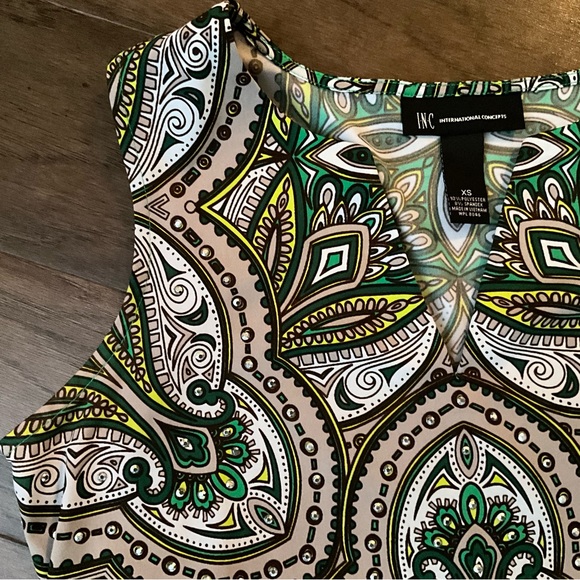 INC.International Concepts Embellished Top Tunic Blouse Green Cowgirl Green Top - Picture 3 of 7